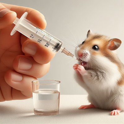 hamster is being treated with fluids water