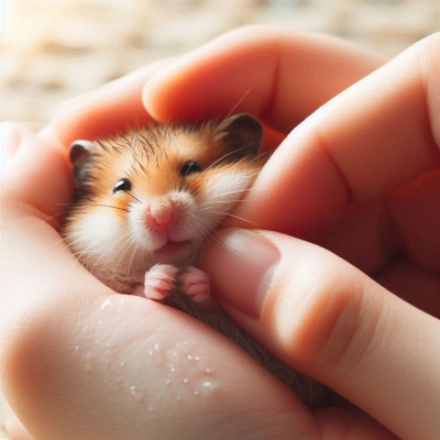Checking hamster skin by pinching softly