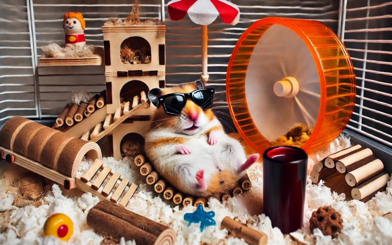 Placing the hamster to it's new Enclosure