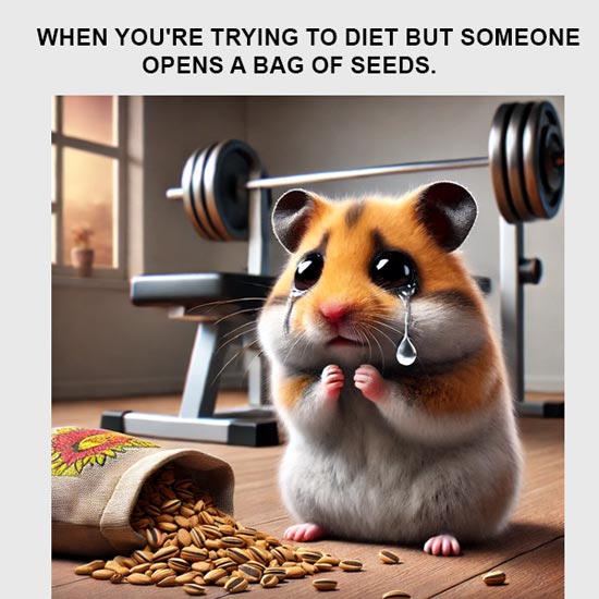 Cute hamster diet meme